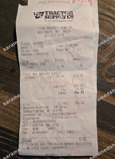 Tractor supply co payment receipt